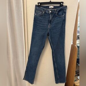Zara Blue Skinny boot cut Jean with slit Classic Denim